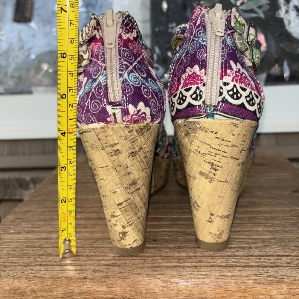Vintage Mudd 4 In Cork Wedge Platform Sandals Boho Hippie Y2K 90s Womens Sz 7